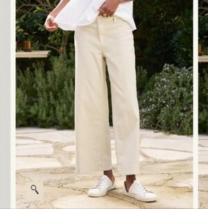 Frank & Eileen Wexford Wide Leg Italian Performance Linen Pant in Cement sz 12